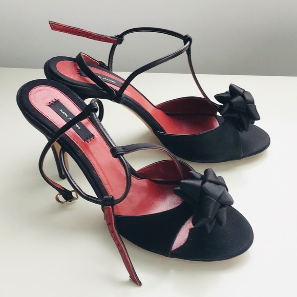 Marc Jacobs Shoes - MARC JACOBS Brand new stunning black strap peep toe heels with bows, 39.5 - NWT